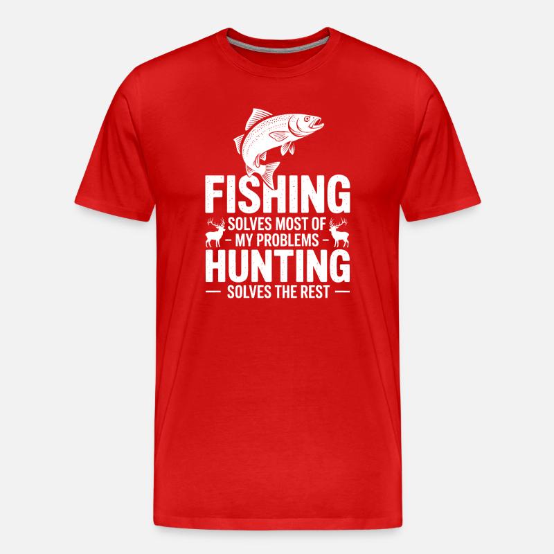 Fishing Solves Most Problems - Men's Premium Organic T-Shirt - red