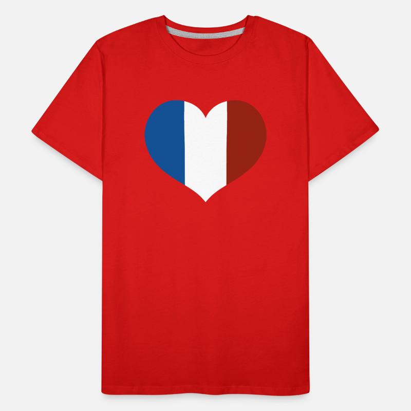 Cœur du drapeau français T-shirt bio Premium Homme