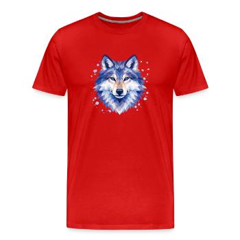 Geometrisches Wolf Design | Wildtier Kunst Print - Männer Premium Bio T-Shirt - Rot - Vorne - Damien (186cm)