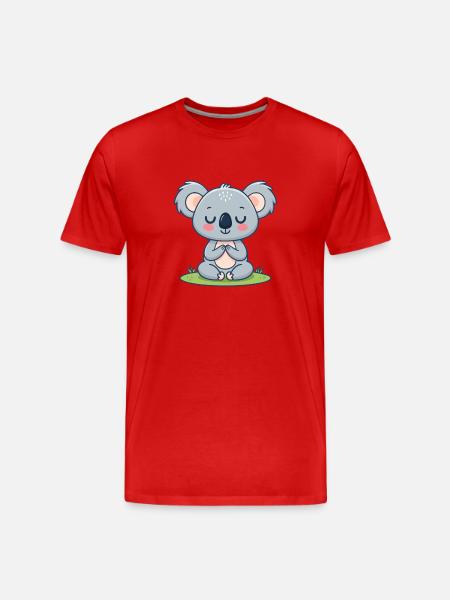 Zen Koala in meditation - Men's Premium Organic T-Shirt - red
