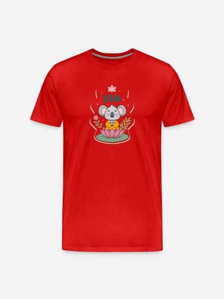 Zen Koala on Lotus - Men's Premium Organic T-Shirt - red