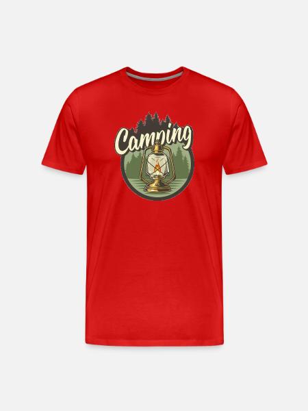 Camping lantern in the forest - Men's Premium Organic T-Shirt - red