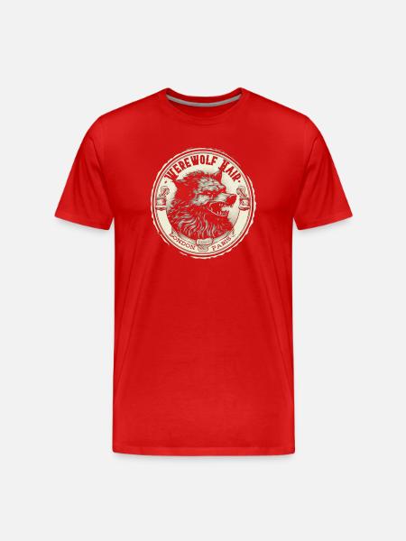 Werewolf Head Coin Emblem - Men's Premium Organic T-Shirt - red
