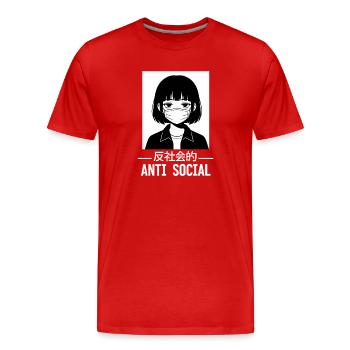 Antisoziales Japanisches Vaporwave Anime Mädchen - Männer Premium Bio T-Shirt - Rot - Vorne - Damien (186cm)