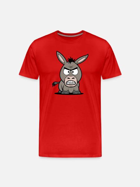 Angry Donkey Cartoon - Men's Premium Organic T-Shirt - red