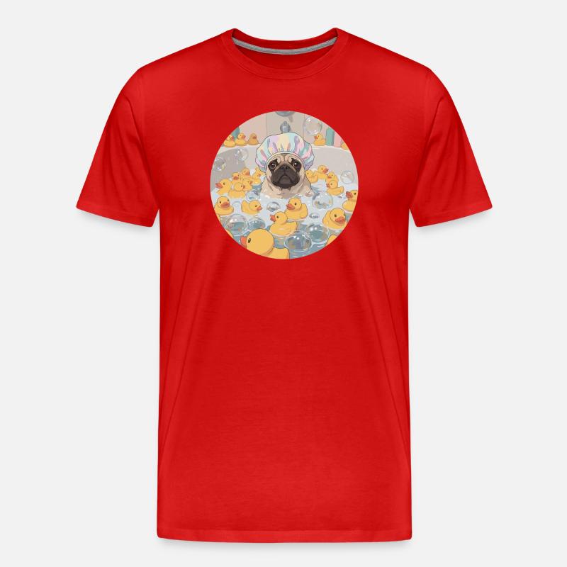 Mops in the bubble bath - Men's Premium Organic T-Shirt - red
