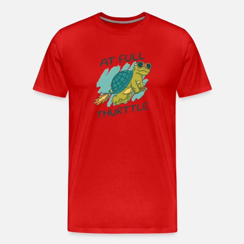 At Full Thurttle – Funny Rocket Turtle - Men's Premium Organic T-Shirt - red