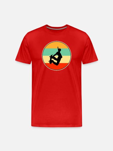 Retro Skater Sunset 80s Style Skateboarding - Men's Premium Organic T-Shirt - red