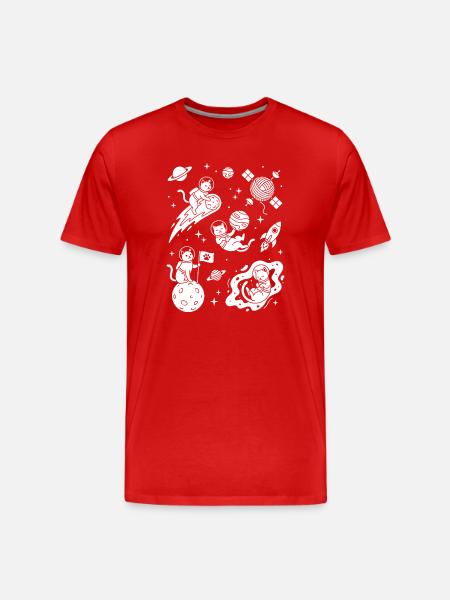 Astro Cats in space - Men's Premium Organic T-Shirt - red