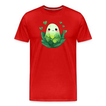 Petite créature feuillue dans des tons de vert - T-shirt bio Premium Homme - rouge - Devant - Damien (186cm)