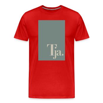 Minimal Poster with Word Art "Well" - Men's Premium Organic T-Shirt - red - Front - Damien (186cm)