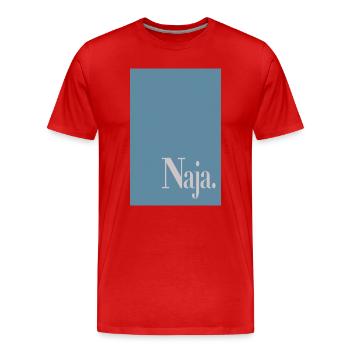 Statement poster with word art "Well." - Men's Premium Organic T-Shirt - red - Front - Damien (186cm)