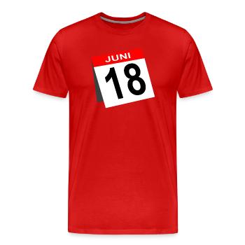 Idée de cadeau pour le 18e anniversaire Calendrier de juin Dix-huit - T-shirt bio Premium Homme - rouge - Devant - Damien (186cm)