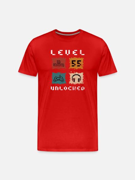 55th Birthday Level 55 unlocked - Men's Premium Organic T-Shirt - red