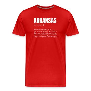Fierté de l’État de l’Arkansas Bold - T-shirt bio Premium Homme - rouge - Devant - Damien (186cm)