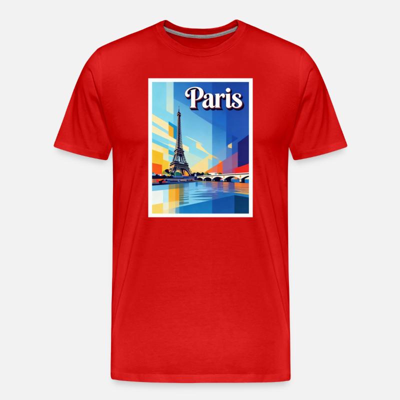 Pariser Prisma-Eiffel - Männer Premium Bio T-Shirt - Rot