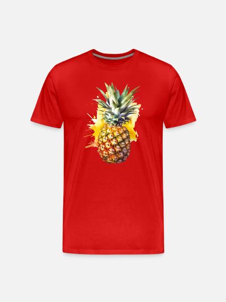 Éclaboussure d’aquarelle à l’ananas - T-shirt bio Premium Homme - rouge