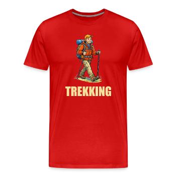 Trekking Adventurer Illustration - Men's Premium Organic T-Shirt - red - Front - Damien (186cm)