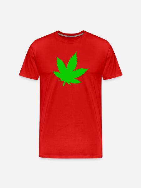 Green Cannabis Leaf Motif - Men's Premium Organic T-Shirt - red