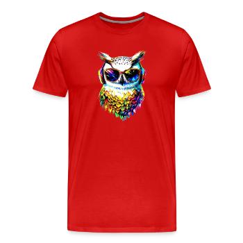 Chouette blanche Chouette Chouette Chouette Chouette Chouette Chouette des neiges - T-shirt bio Premium Homme - rouge - Devant - Damien (186cm)