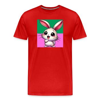 rabbit - Men's Premium Organic T-Shirt - red - Front - Damien (186cm)