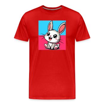 rabbit - Men's Premium Organic T-Shirt - red - Front - Damien (186cm)