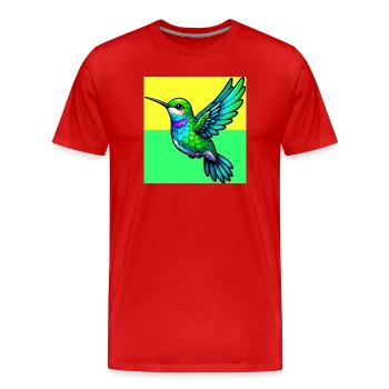 hummingbird - Men's Premium Organic T-Shirt - red - Front - Damien (186cm)