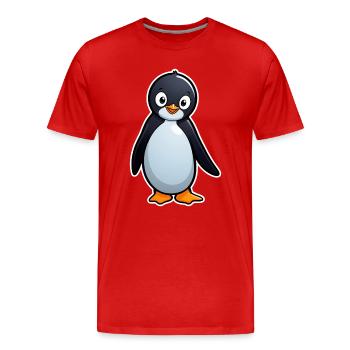 Kuschelpinguin Charme - Männer Premium Bio T-Shirt - Rot - Vorne - Damien (186cm)