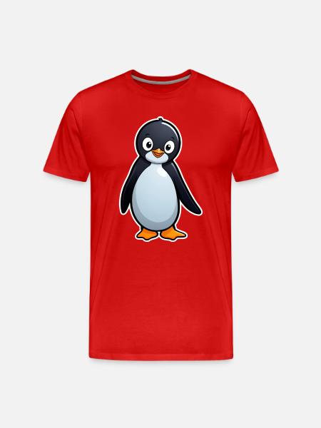 Cuddly Penguin Charm - Men's Premium Organic T-Shirt - red