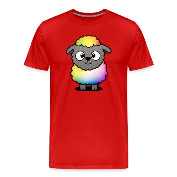 Mouton arc-en-ciel duveteux - T-shirt bio Premium Homme - rouge - Devant - Damien (186cm)