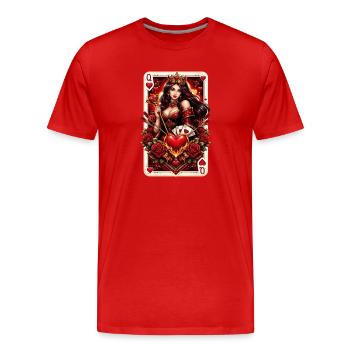 Playing Card Queen of Hearts Couple Valentine's Day No. 2 - Men's Premium Organic T-Shirt - red - Front - Damien (186cm)