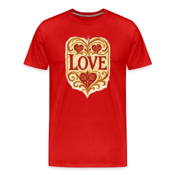 amour_hzcj_013 - Männer Premium Bio T-Shirt - Rot - Vorne - Damien (186cm)