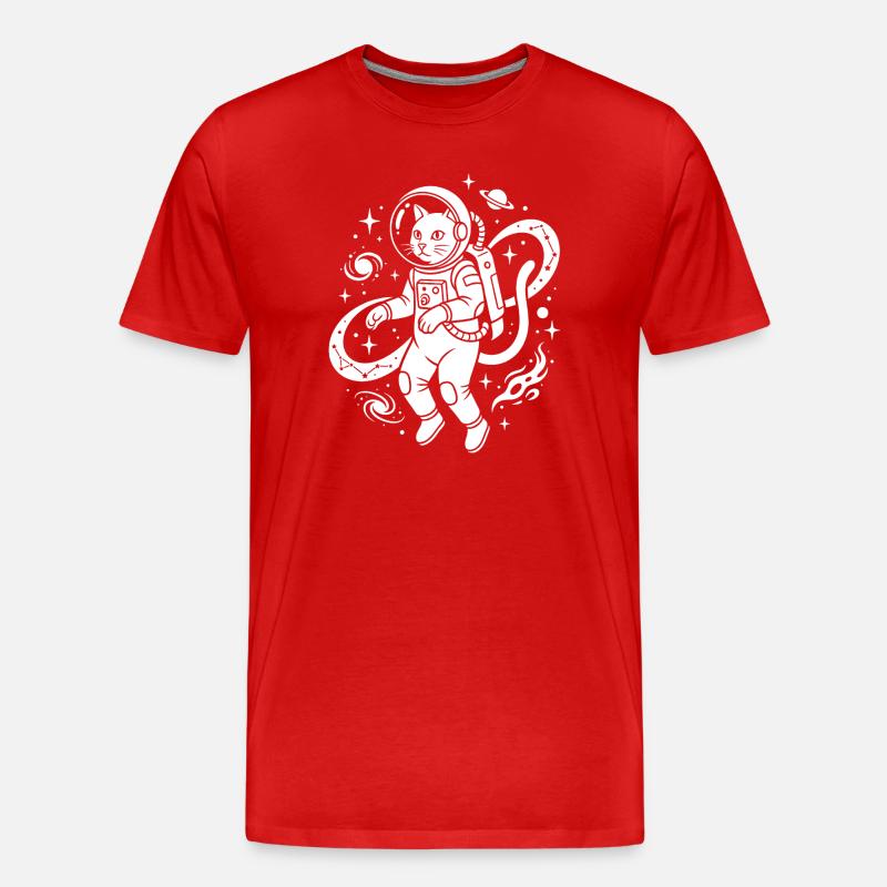 Space Explorer Kitty - Men's Premium Organic T-Shirt - red