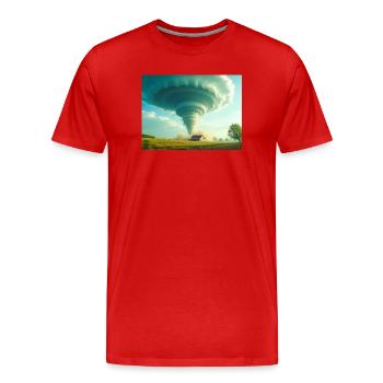Tornado Der Sturm, der alles verändert - Männer Premium Bio T-Shirt - Rot - Vorne - Damien (186cm)