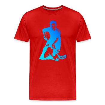 Floorball illustration for floorball - Men's Premium Organic T-Shirt - red - Front - Damien (186cm)