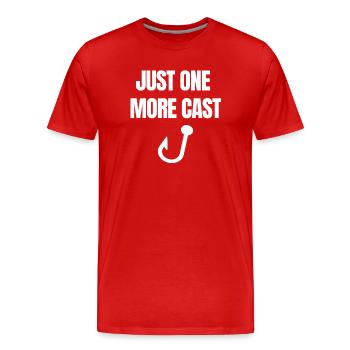 Just One More Cast – Lustiges Angler Design - Männer Premium Bio T-Shirt - Rot - Vorne - Damien (186cm)