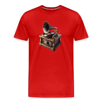 Antikgrammophon Vinyl Nostalgie - Männer Premium Bio T-Shirt - Rot - Vorne - Damien (186cm)