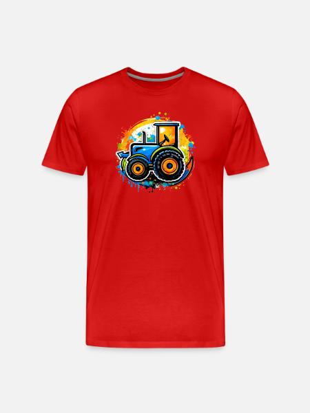 Bunter Traktor im Graffiti-Stil   - Männer Premium Bio T-Shirt - Rot