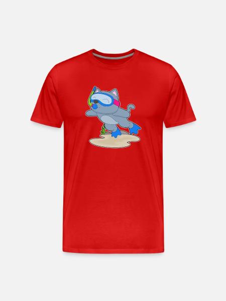Cat Diver Snorkel Diving - Men's Premium Organic T-Shirt - red