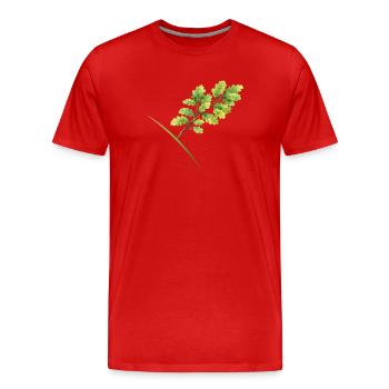 Blätterzweig Eiche - Aquarell - Männer Premium Bio T-Shirt - Rot - Vorne - Damien (186cm)