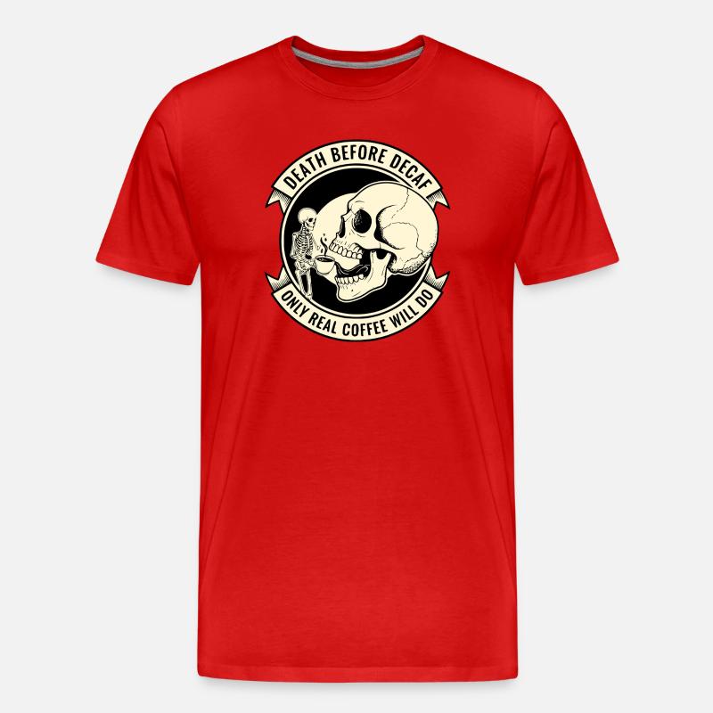 Death Before Decaf Skull Kaffee - Männer Premium Bio T-Shirt - Rot