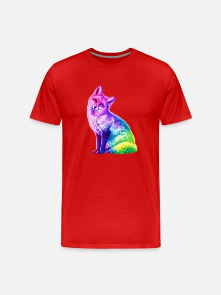 Regenbogenfuchs Farbkunst - Männer Premium Bio T-Shirt - Rot