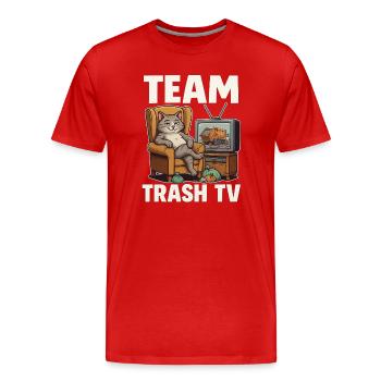 Équipe Chatte Télé Poubelle - T-shirt bio Premium Homme - rouge - Devant - Damien (186cm)
