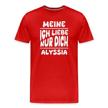Dear Alyssia, - Men's Premium Organic T-Shirt - red - Front - Damien (186cm)