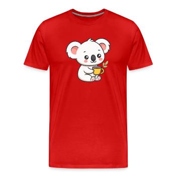 Koala Doux au Thé - T-shirt bio Premium Homme - rouge - Devant - Damien (186cm)