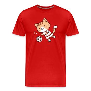 Adorable Footballer Cat - Men's Premium Organic T-Shirt - red - Front - Damien (186cm)