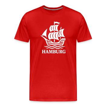 Hamburg Kogge – Maritimes Segelschiff  - Männer Premium Bio T-Shirt - Rot - Vorne - Damien (186cm)