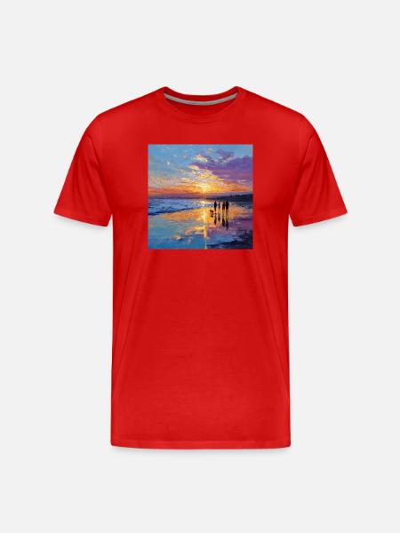 Sunset over the sea - Men's Premium Organic T-Shirt - red
