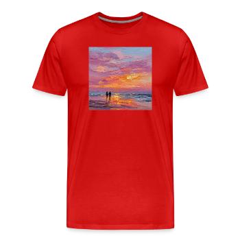sunset - Men's Premium Organic T-Shirt - red - Front - Damien (186cm)
