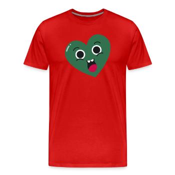 Lächelndes Grünes Herz - Männer Premium Bio T-Shirt - Rot - Vorne - Damien (186cm)